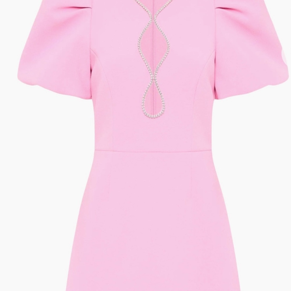 NEW REBECCA VALLANCE karina puff sleeve mini dress in pink - Picture 3 of 3